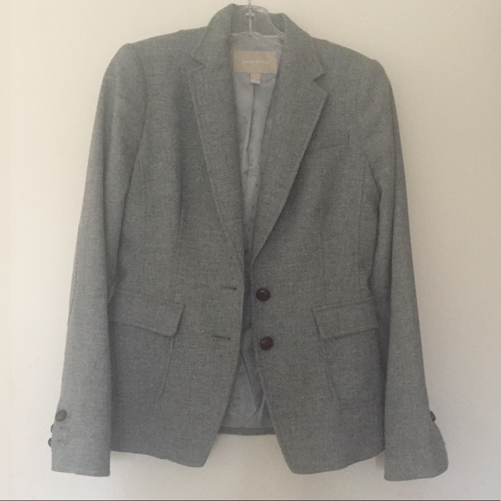 Banana Republic grey wool blazer w/elbow patches